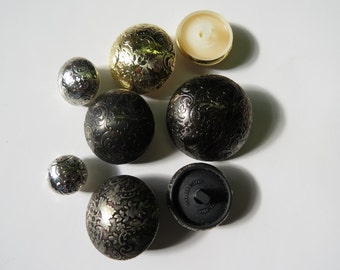 1 Dozen Vintage "Baroque Design" Shank Buttons(K1427/K1428) available in Assorted Colors and Sizes