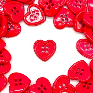Vintage Red Heart Buttons: Nylon 4-hole Sewing Buttons, Set of 6 - Etsy