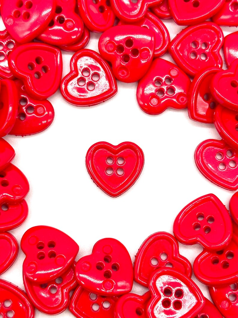 Vintage Red Heart Buttons: Nylon 4-hole Sewing Buttons, Set of 6 - Etsy