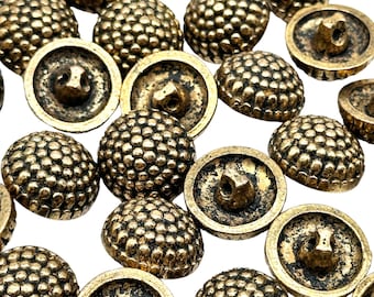 12 Vintage Antique Gold Bumpy Shank Buttons: 19mm Sewing Embellishments