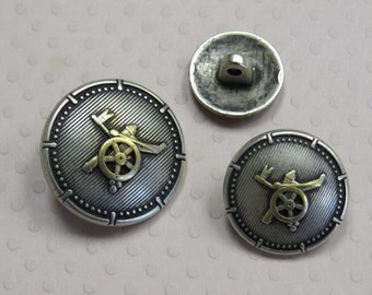 1 Dozen  Steampunk Design Vintage Metal Shank Buttons K4465