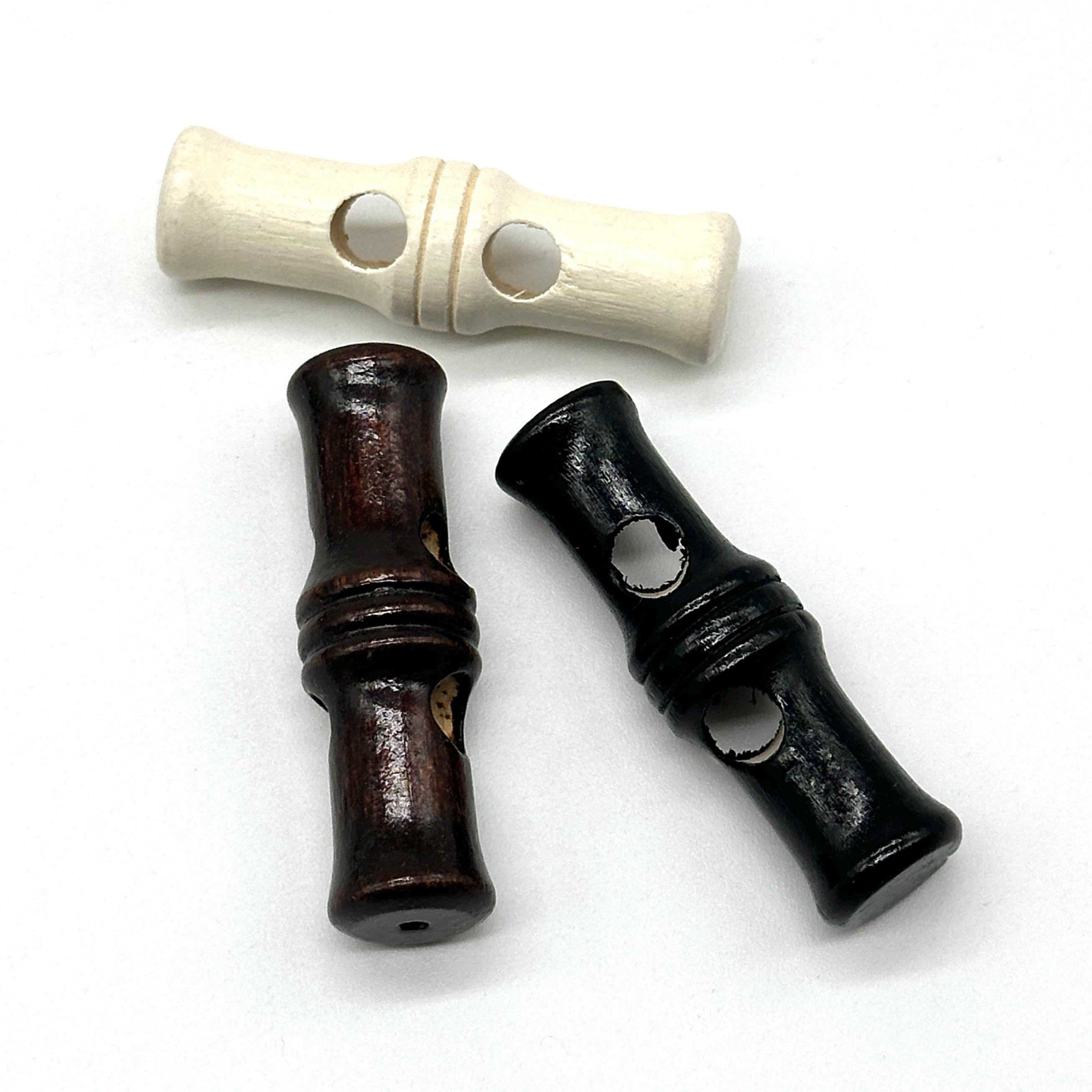 20pcs Wooden Toggle Buttons - 35x11mm 2-Hole Vintage Coat Buttons For DIY Clothing & Crafts