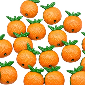 Botões vintage de haste laranja: design divertido de frutas, 12 peças (14 mm x 18 mm)