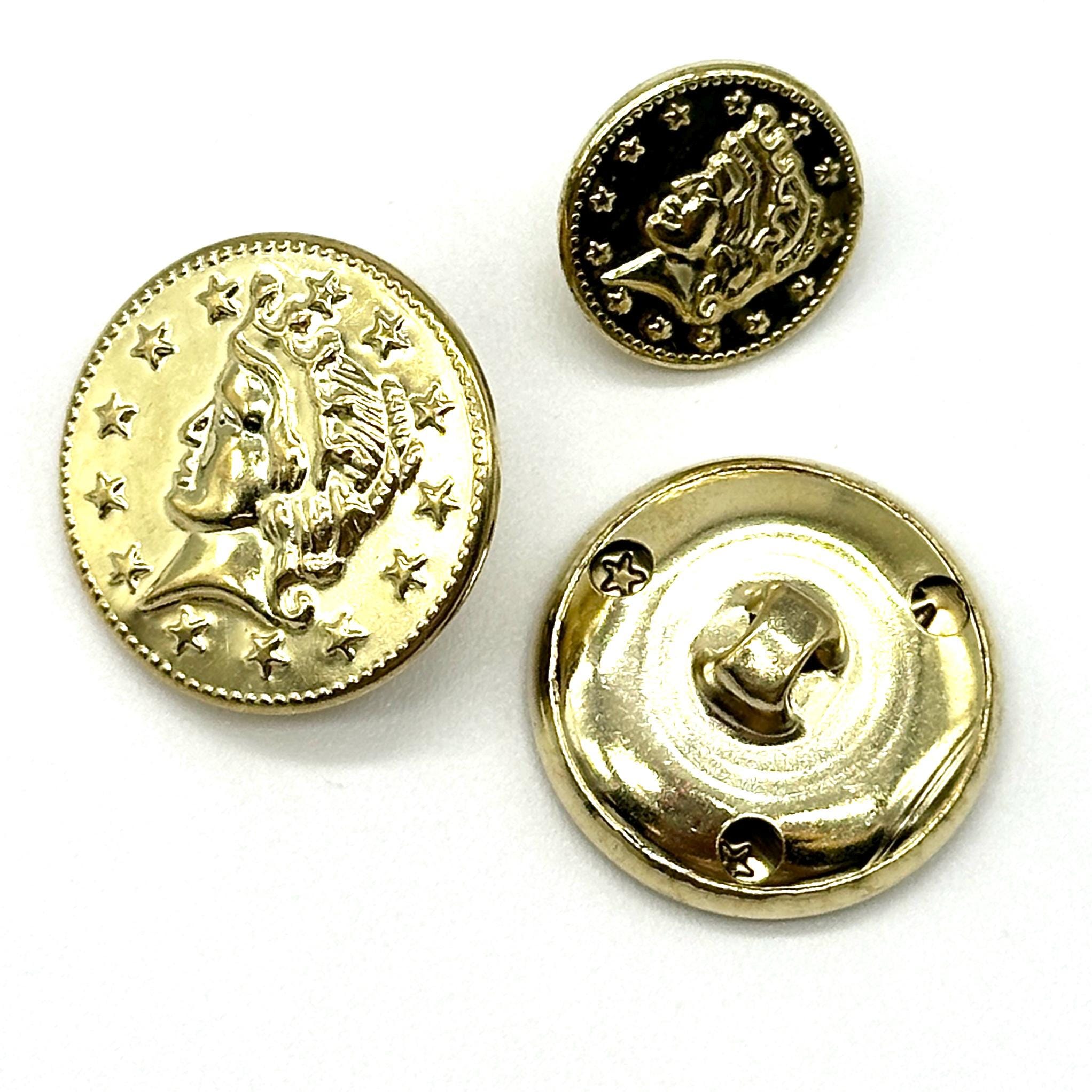 Vintage Liberty Coin Shank Buttons: Gold & Silver Sewing Embellishments ...
