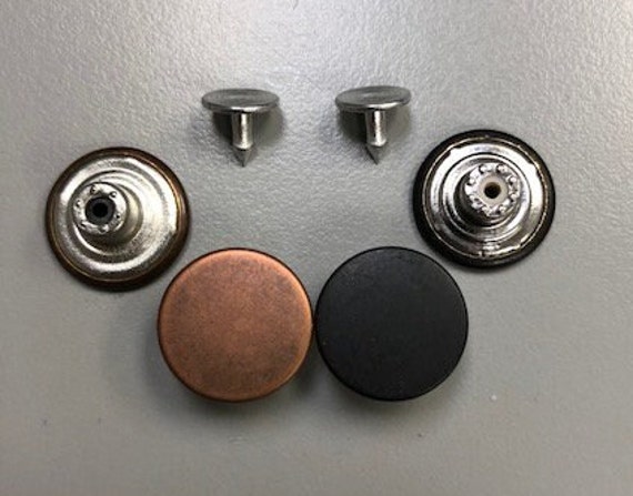 One Package 6 Buttons Matt Ant. Copper or Matt Black Jeans Buttons Cap and  Tack. Style Jeans B.2 