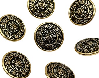 日本製　ビンテージボタン　お花ボタニカル　ゴールド　新品ボタン　20mm6個 il_340x270.6429487368_jiml.jpg