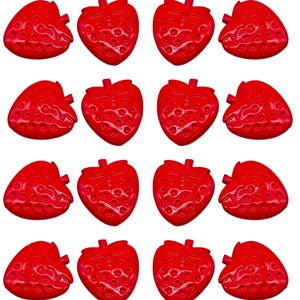 6 pezzi bottoni in nylon con gambo rosso vintage "fragola" / bottoni decorativi originali per cucito e artigianato / disponibili in 3 misure / (C3932)