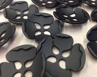 1 Dozen Flower Shaped Matte Black, Ant Silver or Ant Brass  Metal Vintage 4-Hole Buttons(K5237) Several sizes available