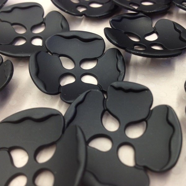 1 Dozen Flower Shaped Matte Black, Ant Silver or Ant Brass  Metal Vintage 4-Hole Buttons(K5237) Several sizes available