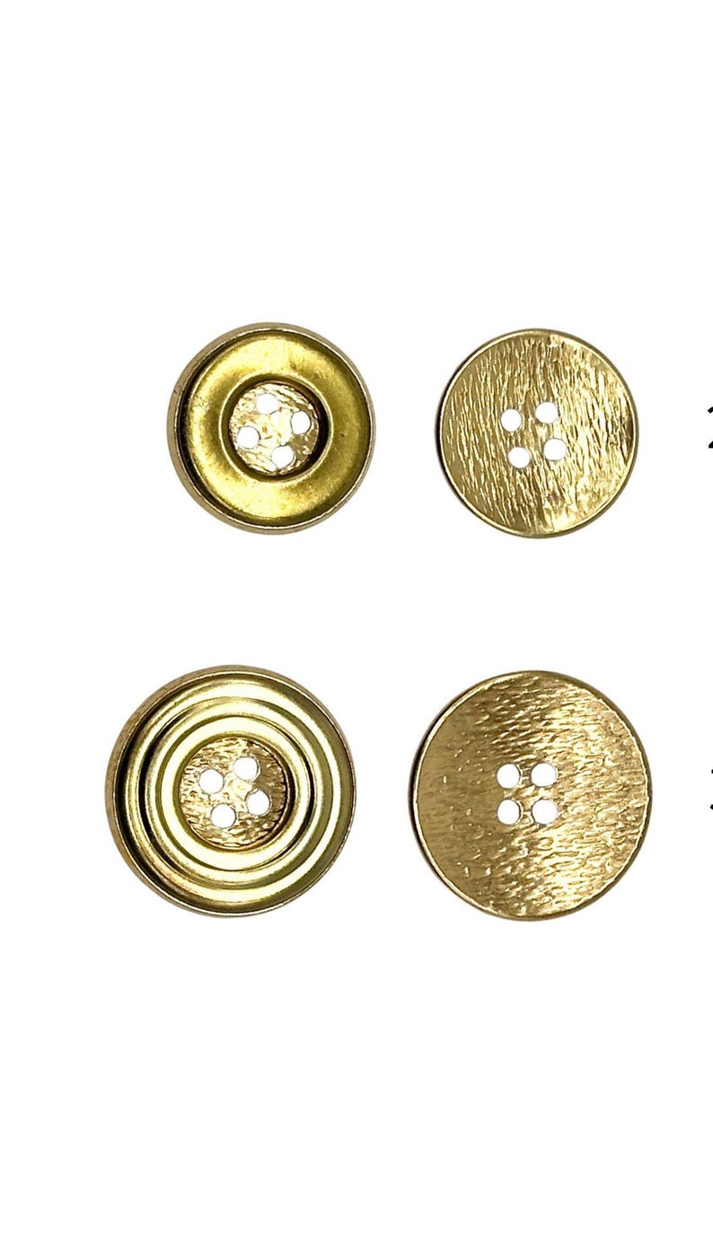 Metal Textured Button 12 Vintage Gold Metal Buttons: Textured Concave 4-hole, USA Made - Etsy