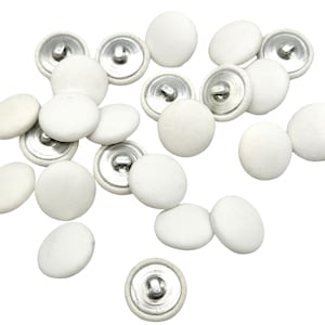 12 Vintage White Faux Leather Shank Buttons: 19mm Sewing Supplies