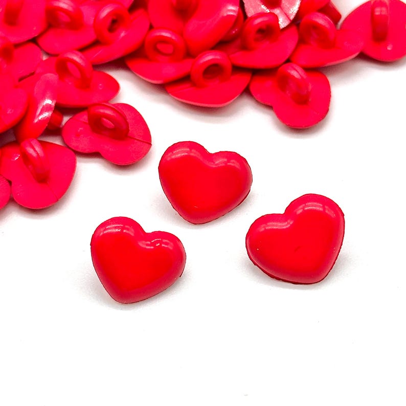 12 Vintage Red Heart Shank Buttons: Italian Nylon Sewing Embellishments ...