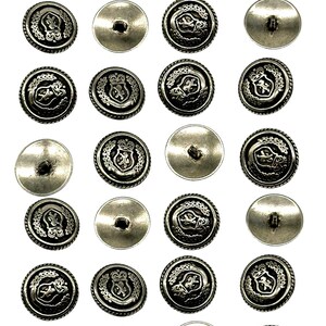 12 botões de brasão vintage: botões antigos de níquel e latão