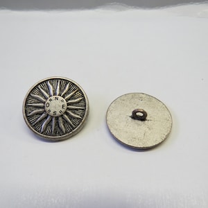 One Set12 Buttons Vintage Sun Compass Rose Metal Shank Buttons K3614 available in several sizes and 2 colorways image 2