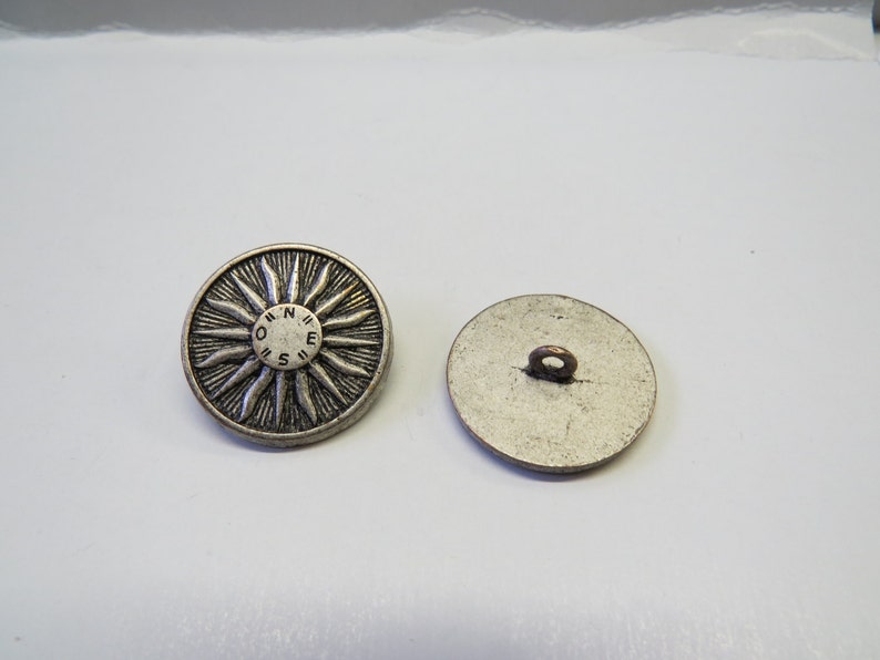 One Set12 Buttons Vintage Sun Compass Rose Metal Shank Buttons K3614 available in several sizes and 2 colorways image 2