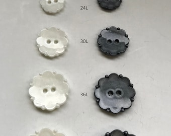 1 Dozen(1 Package) Vintage "Flower" Spray Pearlized 2-Hole Buttons-F1148 available in 5 sizes and 2 colorways
