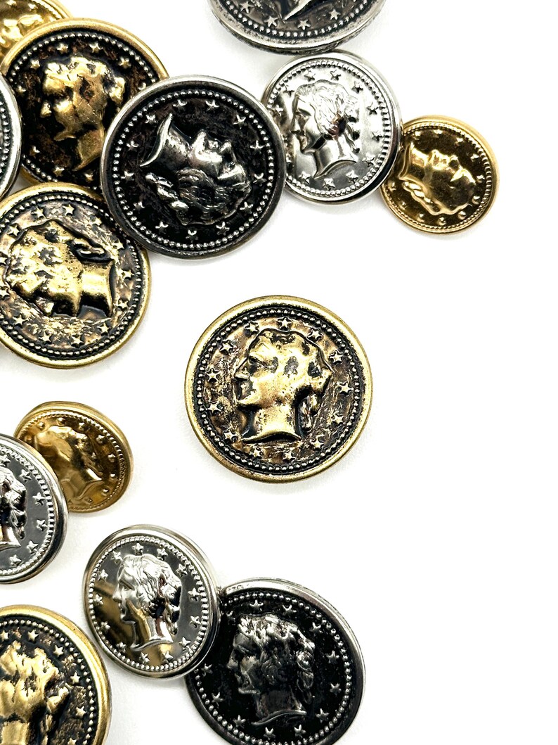 12 Vintage Liberty Coin Buttons: Antique Gold & Silver Metal Shank - Etsy