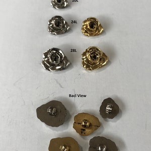 1 Dozen "Rose" Shaped ABS Plated Vintage Shank Buttons K1572 available in several sizes and 2 colors