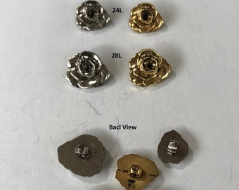 1 Dozen "Rose" Shaped ABS Plated Vintage Shank Buttons K1572 available in several sizes and 2 colors