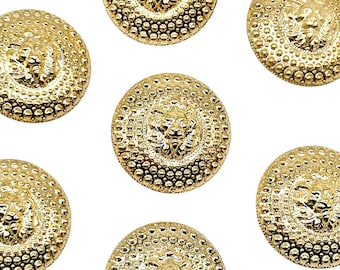 6 botones vintage dorados con cara de león: artículos de costura Art Déco (31 mm)