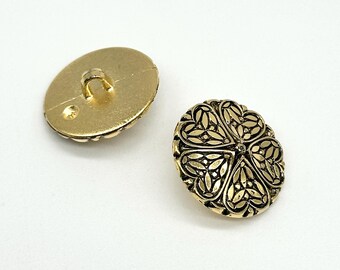 6 pezzi di bottoni a forma di cuore vintage: forniture per cucire in oro e argento antico - Italia