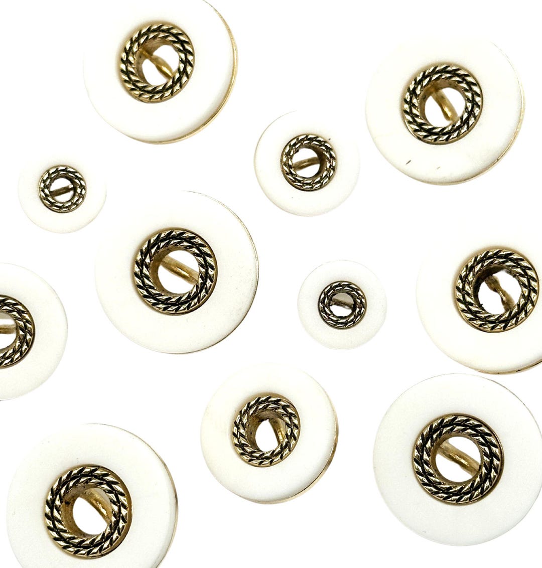 12 Vintage White & Gold Buttons: Twisted Rope Design - Etsy