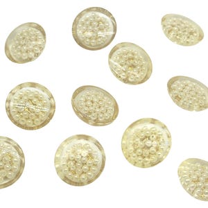 12 Pcs Vintage Gold Shank Buttons with Pearls and Clear Resin | Decorative Buttons for Jackets, Dresses, Suits | (C3525)