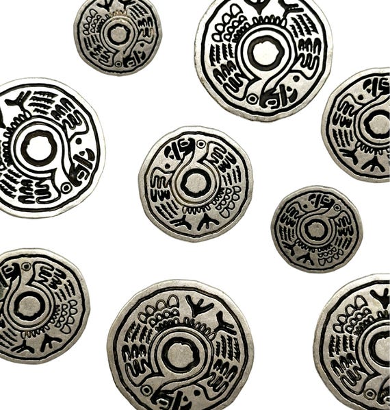 12pcs Native American Art Inspired Antique Silver Metal