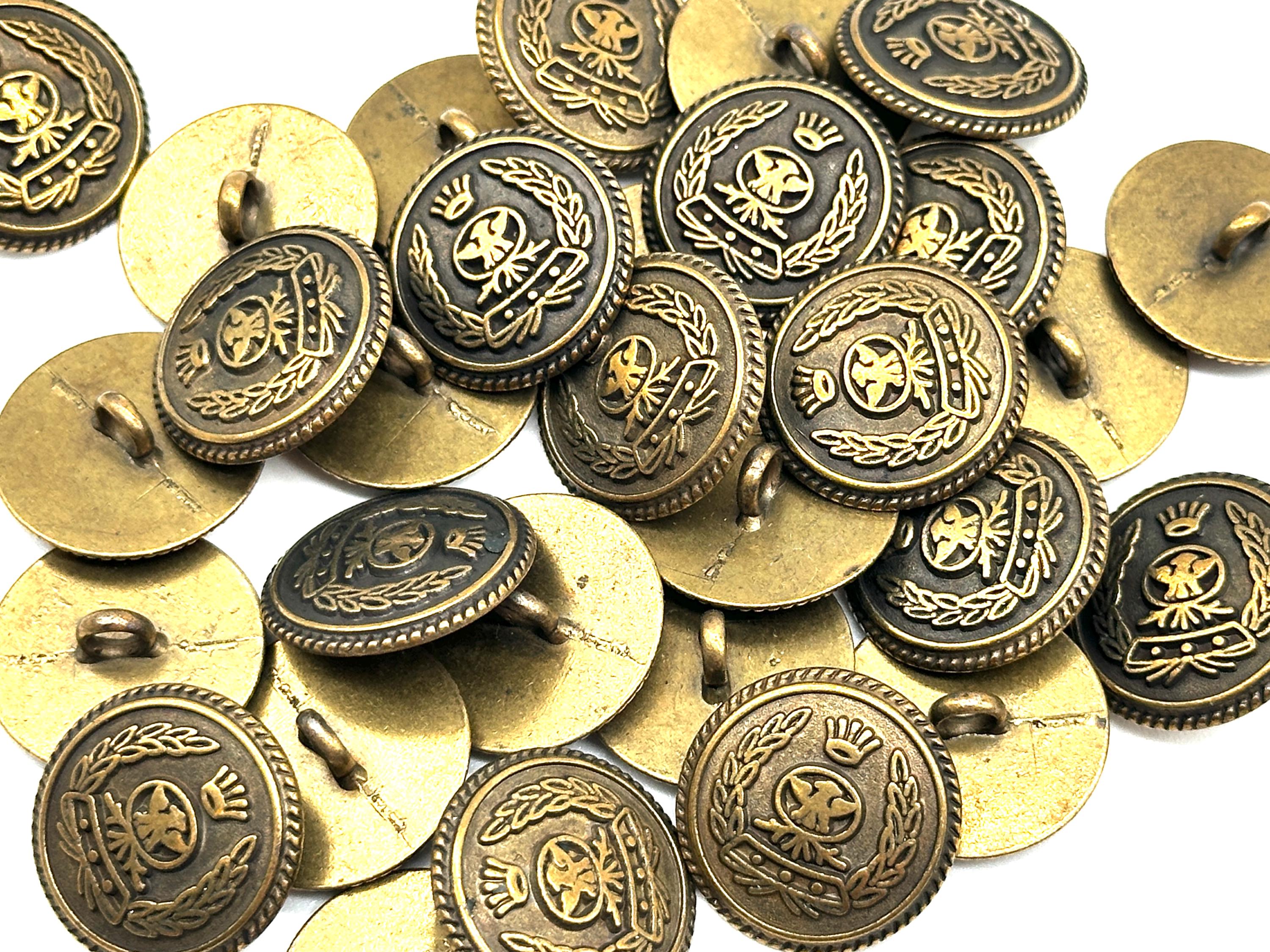 12 Vintage Royal Coat of Arms Buttons: Antique Brass Metal Shank ...