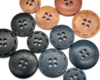 Vintage Corozo Buttons: 4-Hole Tagua Nut Sewing Buttons (Set of 12)