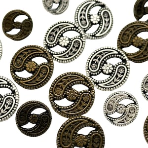 12 botones vintage con diseño de Yin Yang y flores, botones decorativos de metal para coser, suministros para manualidades de bricolaje para chaquetas (I239)