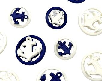 THEAIR TOWN vintage anchor sk グレー Set of 12 Vintage Anchor 3D Shank Buttons | Antique Marine