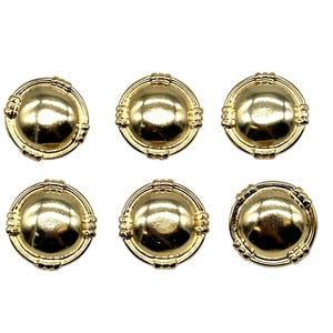 6 Vintage Shiny Gold Shield Shank Buttons: Italian Metal Sewing Supplies