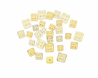 Vintage Geometric Enamelled Shank Buttons: Italian Metal Sewing Supplies - 6 Buttons per package