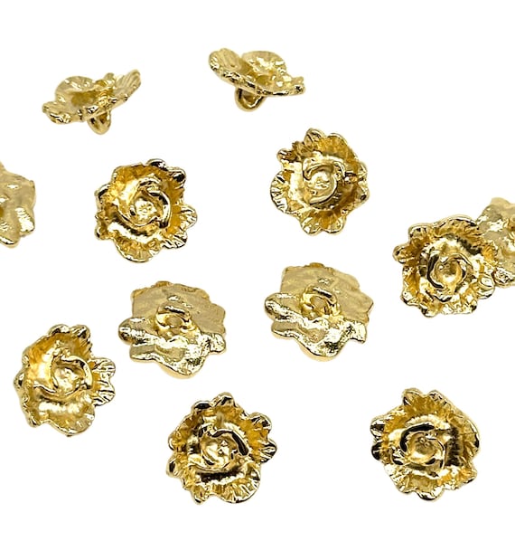 Lot De 5 Boutons En Métal Noir Et Or Motif Fleur Perle - 25 Mm, Pour Vêtements, Manteaux, Projets Couture - 5