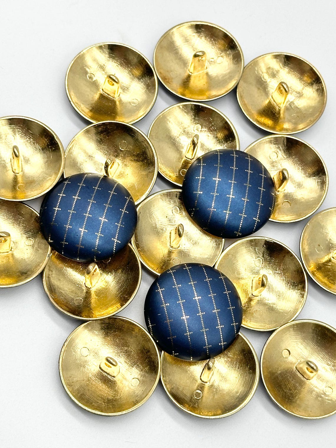 Navy Gold Button Vintage Navy & Gold Metal Shank Buttons: Laser Design, Set of 12 - Etsy