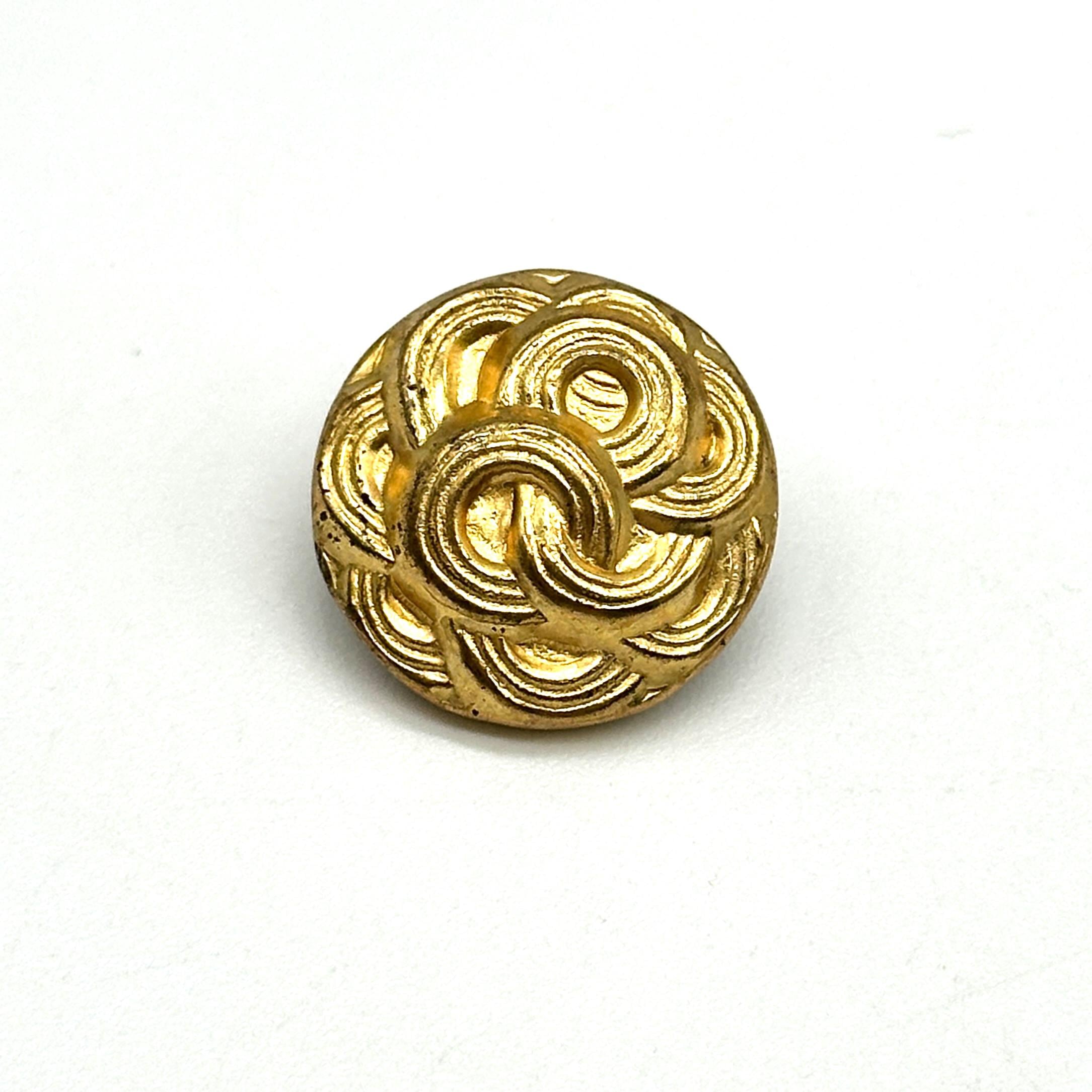 Bouton Ancien Vintage En Métal Doré Avec Motif Nœuds - Diamètre 2,2 Cm - Pour Couture Ou Déco