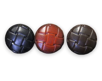 Leather Clothing Buttons, Vintage Jacket Buttons, Vintage Buttons, Leather Shank Buttons, Leather Designer Buttons | Pack of 12 |