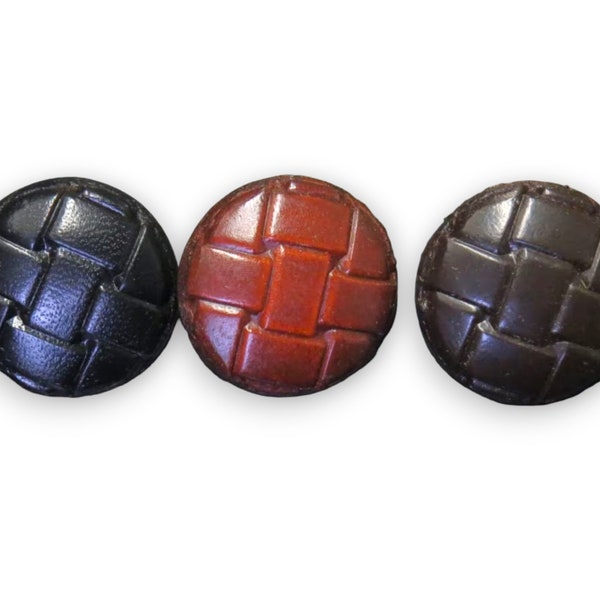 Leather Clothing Buttons, Vintage Jacket Buttons, Vintage Buttons, Leather Shank Buttons, Leather Designer Buttons | Pack of 12 |