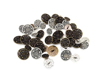 Vintage Ornate Metal Shank Buttons: offered in 3 color ways(12 buttons)