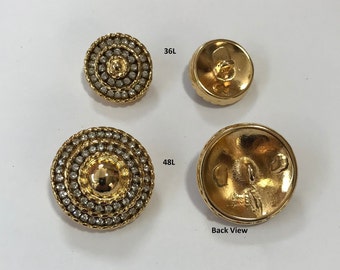 One Package (2 Buttons) Vintage Metal Casting with Crystal "Rhinestones" Shank Buttons J989 available in 2 sizes