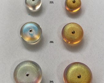1/2 Dozen(1 package) Vintage "Polyester Textured Top Pearl " Translucent body with Metal Pin Shank Button A7260 various sizes and 2 colors