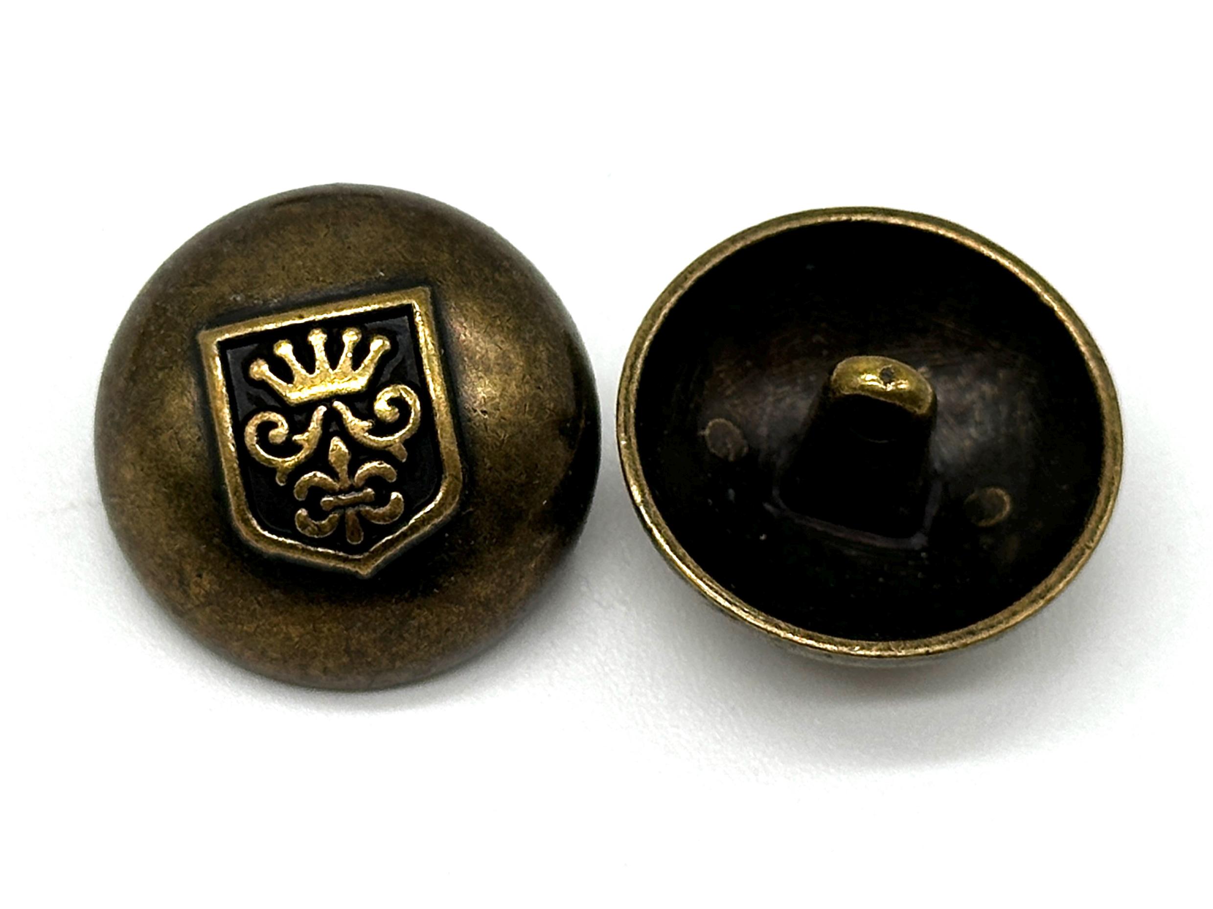12 Vintage Antique Brass Crest Buttons: Metal Shank Buttons, Multiple ...