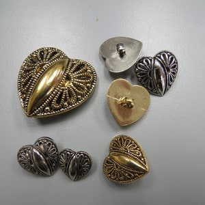 1 Dozen Heart Shaped Ant Gold Vintage Shank Buttons. K1820