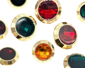 Vintage Gold Shank Buttons with Epoxy Top: Sewing & Crafting (Set of 6)
