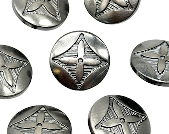 Vintage Gunmetal Wildflower Buttons: Metal Shank, 20mm (Set of 12)