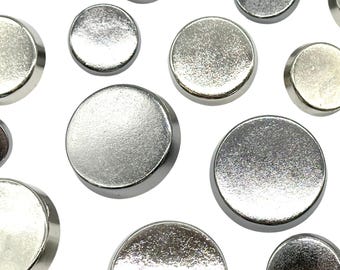 Vintage Silver Gunmetal Shank Buttons: Metal Round Buttons for Sewing - Set of 12
