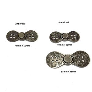 Set of 3 Vintage Steampunk Metal Clasps: Antique Gold & Silver Sewing Supplies
