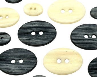 Vintage Oval Rustic Buttons: Textured Polyester Sewing Buttons (Set of 6)