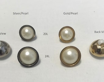 One Package (12 Buttons) Gold or Silver Frame with Pearlescent Insert Vintage Shank Buttons C3682
